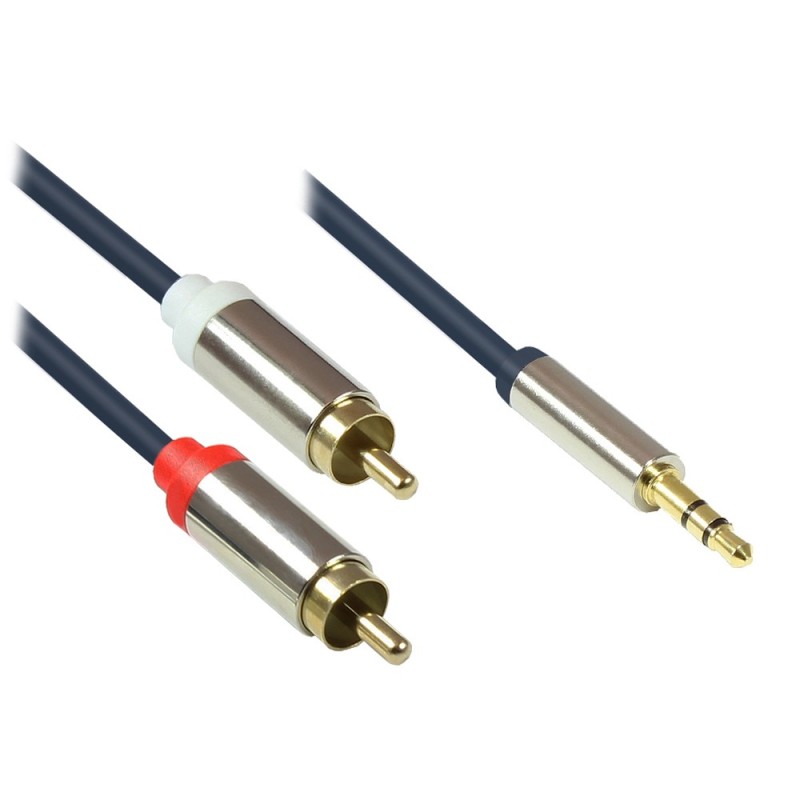 Good Connections 3,5mm Klinkenkabel 5m Stecker a 2x RCA Stecker Blu Scuro